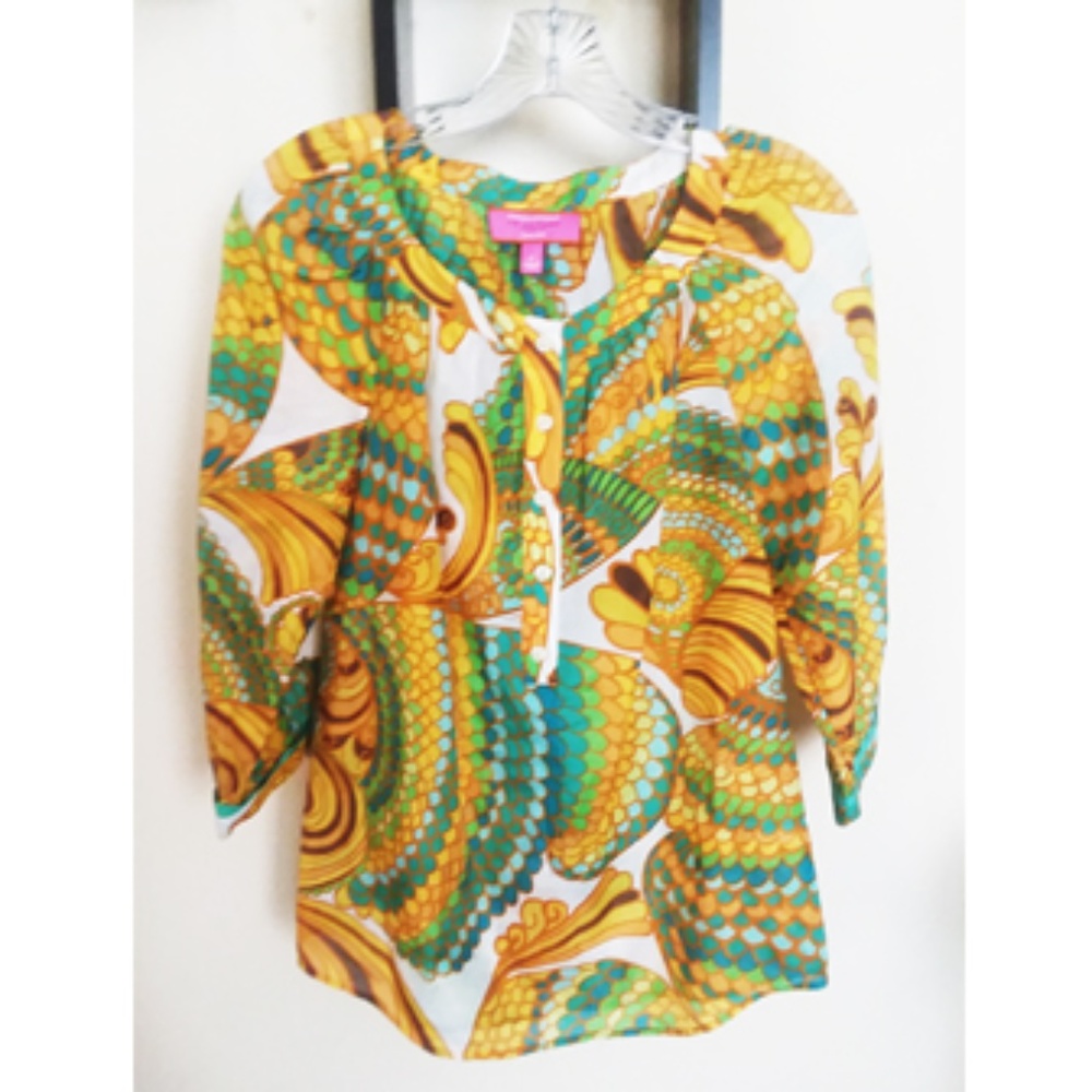 BANANA REPUBLIC SUMMER MULTI COLOR BLOUSE SIZE 0